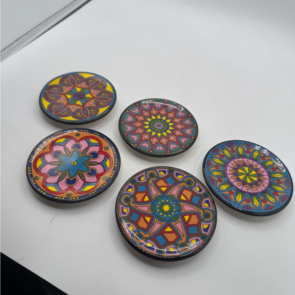 Wall art kaleidoscope Mandala 5 pcs Set hand made in Spain by Ceraplat NWOT